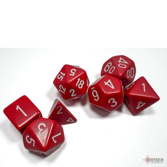 Chessex: Opaque Red/white Polyhedral 7-Dice Set