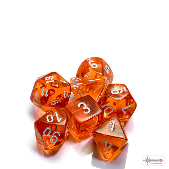 Chessex: Translucent Orange/white Polyhedral 7-Dice Set