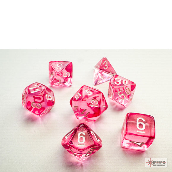 Chessex: Translucent Mini-hedral™ Pink/white 7-Die Set