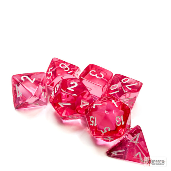 Chessex: Translucent Pink/white Polyhedral 7-Dice Set