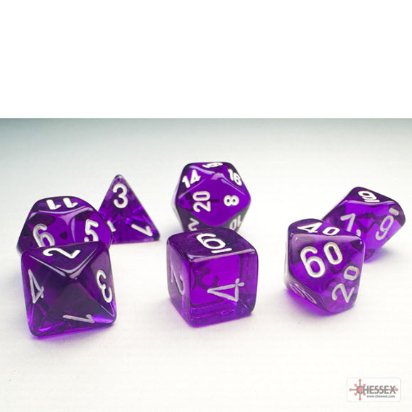 Chessex: Translucent Mini-hedral™ Purple/white 7-Die Set