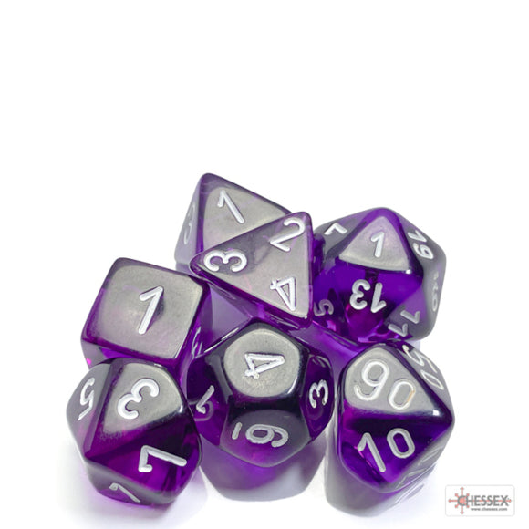 Chessex: Translucent Purple/white Polyhedral 7-Dice Set
