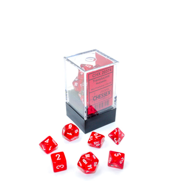 Chessex: Translucent Mini-hedral™ Red/white 7-Die Set