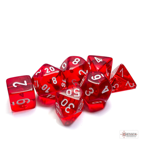 Chessex: Translucent Red/white Polyhedral 7-Dice Set