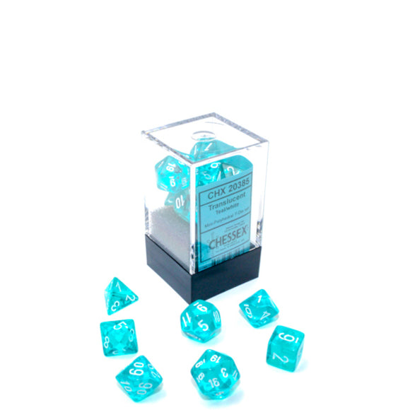 Chessex: Translucent Mini-hedral™ Teal/white 7-Die Set