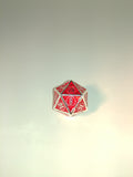 Old School 7 Piece DnD RPG Metal Dice Set: Knights of the Round Table - Red w/ Silver