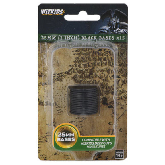 WizKids Deep Cuts Unpainted Miniatures: 25mm Round Base (15) Black