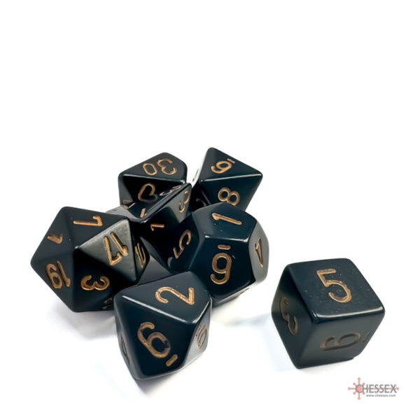 Chessex: Opaque Black/gold Polyhedral 7-Dice Set