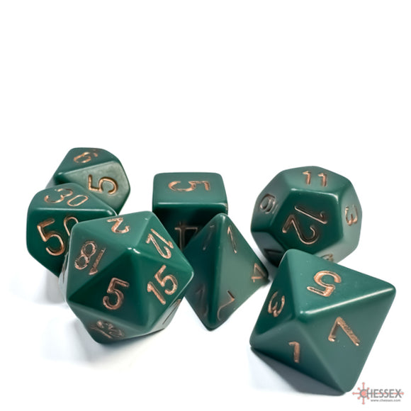 Chessex: Opaque Dusty Green/copper Polyhedral 7-Dice Set