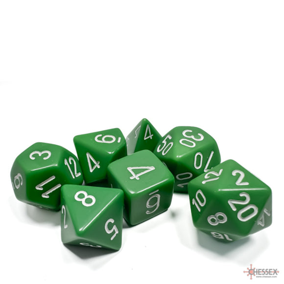 Chessex: Opaque Green/white Polyhedral 7-Dice Set