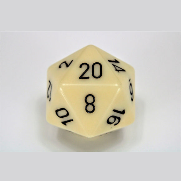 Chessex: Opaque Ivory/black 34mm d20 Dice