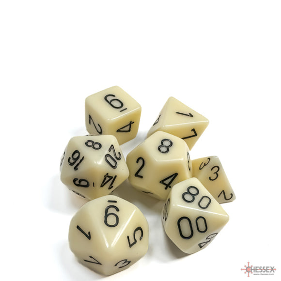 Chessex: Opaque Ivory/black Polyhedral 7-Dice Set