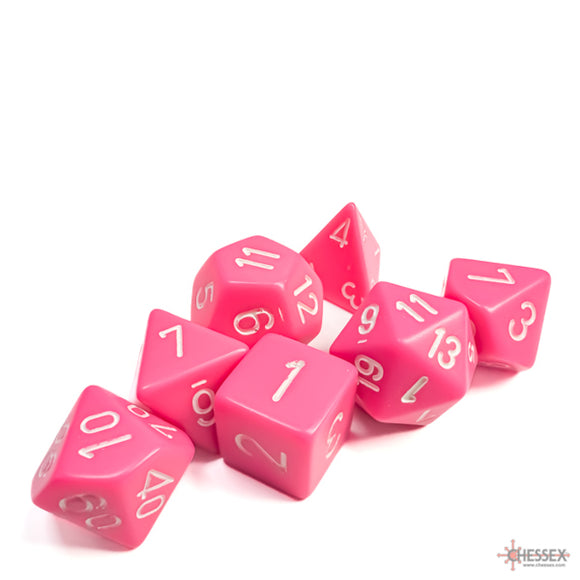 Chessex: Opaque Pink/white Polyhedral 7-Dice Set