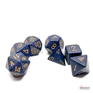 Chessex: Speckled Golden Cobalt Polyhedral 7-Dice Set