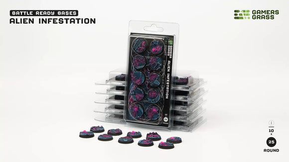 Gamers Grass: Alien Infestation Bases, Round 25mm (x10)