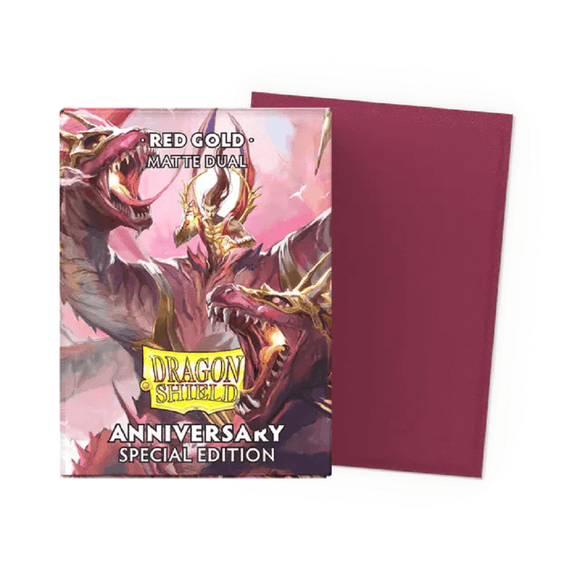 Dragon Shield: Matte Dual Sleeves - 100 Count Standard Size (Pomegranate & Gold)