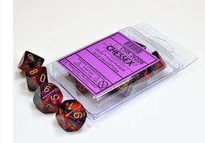 Gemini Purple-Red/gold Set of Ten d10s