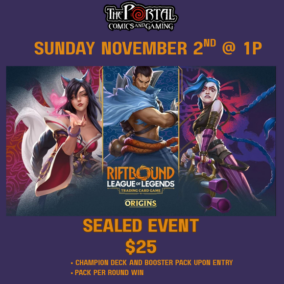 Riftbound League of Legends TCG: Origins Sealed Release Event (Sun Nov 2)