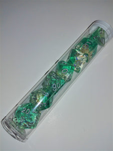 Old School 7 Piece DnD RPG Dice Set: Infused - Beach Party - Aqua