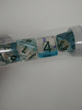 Old School 7 Piece DnD RPG Dice Set: Infused - Beach Party - Ocean Blue