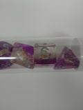 Old School 7 Piece DnD RPG Dice Set: Infused - Beach Party - Purple