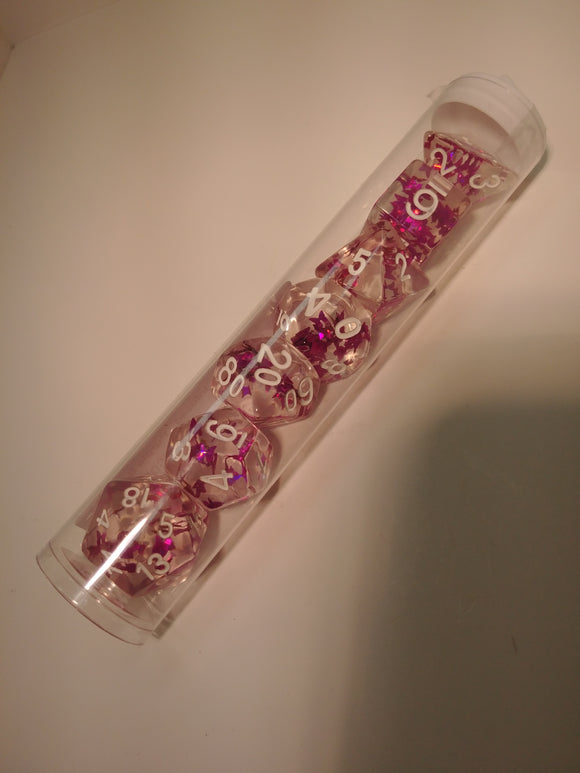 Old School 7 Piece DnD RPG Dice Set: Infused - Purple Butterfly