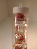 Old  School 7 Piece DnD RPG Dice Set: Infused - Red Flower