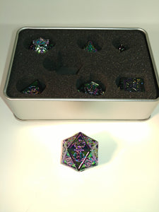 Old School 7 Piece DnD RPG Metal Dice Set: Knights of the Round Table - Spectral