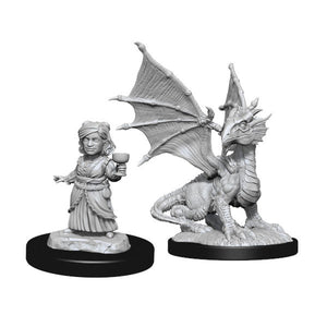 D&D Nolzur's Marvelous Miniatures: Silver Dragon Wyrmling & Female Halfling (Wave 13)