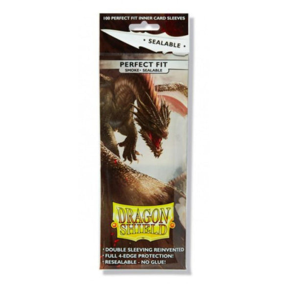 Dragon Shield: Perfect Fit Sealable Sleeves - 100 Count Standard Size (Smoke)