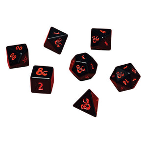 Dungeons and Dragons: Heavy Metal - Poly Black and Red Dice Set (7)
