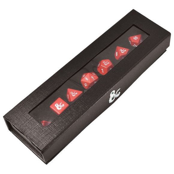 Dungeons and Dragons: Heavy Metal - Poly Red and White Dice Set (7)