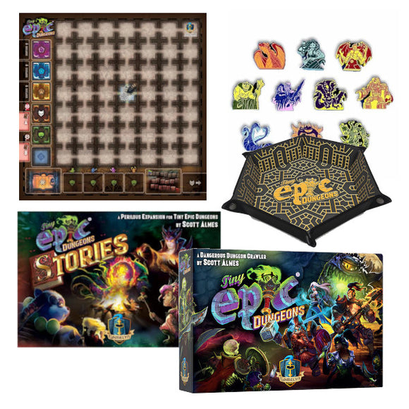 Tiny Epic Dungeons Package (Core, Stories, Mat, Meeples, Dice Tray)
